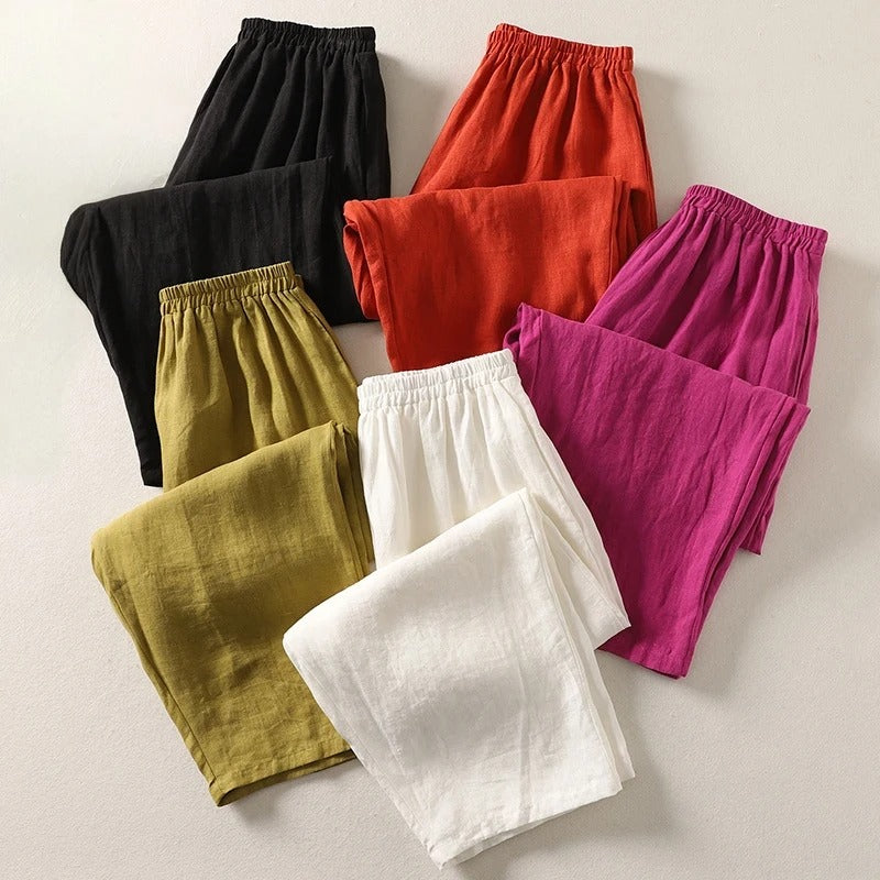 Amalia™ | Pantalones holgados de algodón y lino