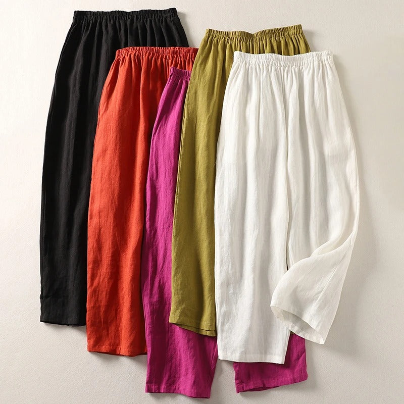 Amalia™ | Pantalones holgados de algodón y lino