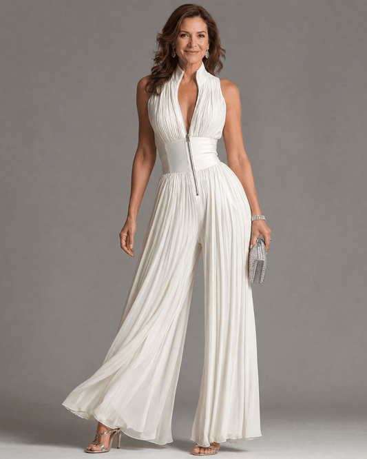 Teresa | Mono con Escote Halter y Pierna Ancha