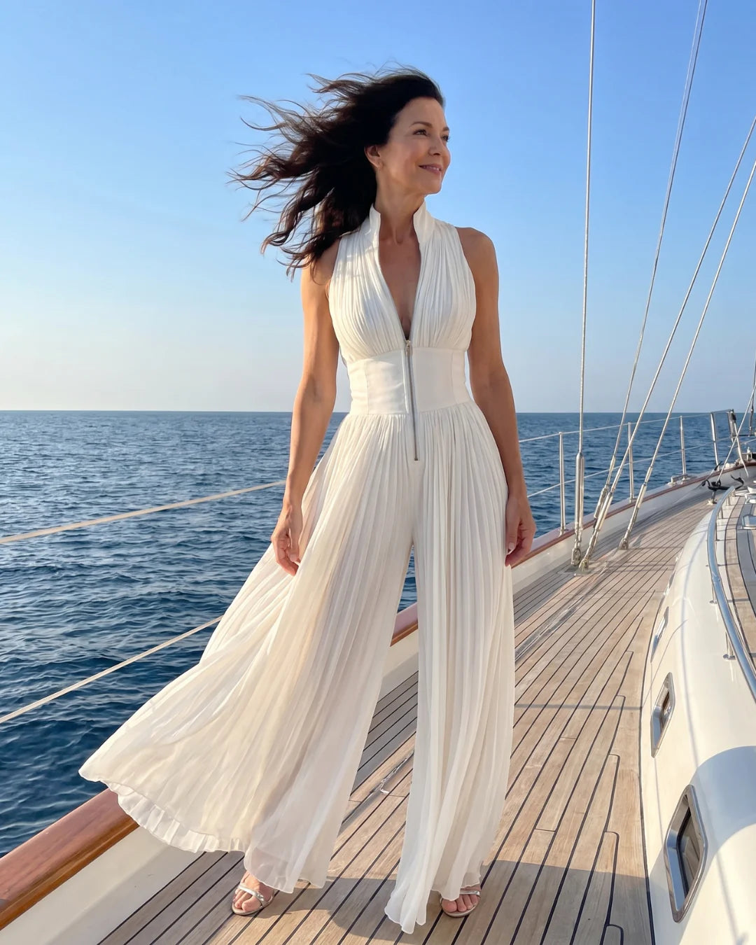 Teresa | Mono con Escote Halter y Pierna Ancha